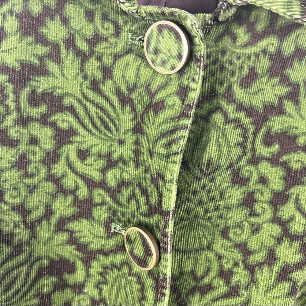 TALBOTS Green Brown Printed Lined Long Sleeves Corduroy Jacket Size 10 Boho Chic - Picture 5 of 11